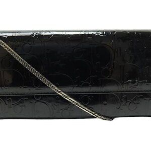 Christian Dior Diorissimo Embossed Leather Chain Clutch